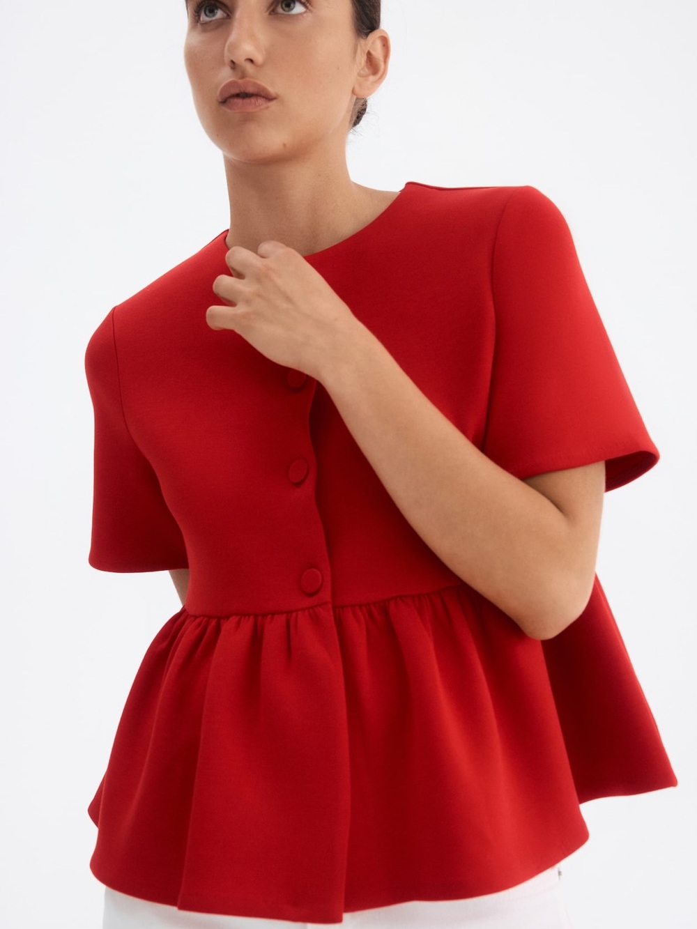 H&M Red Peplum Button-NWOT